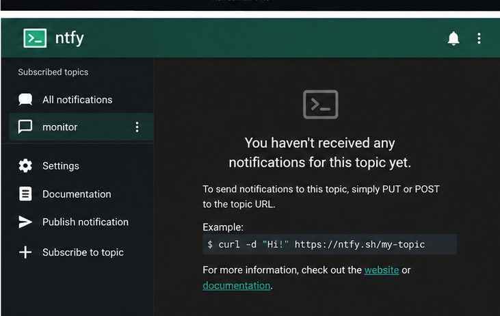 Interfaz de notificaciones ntfy